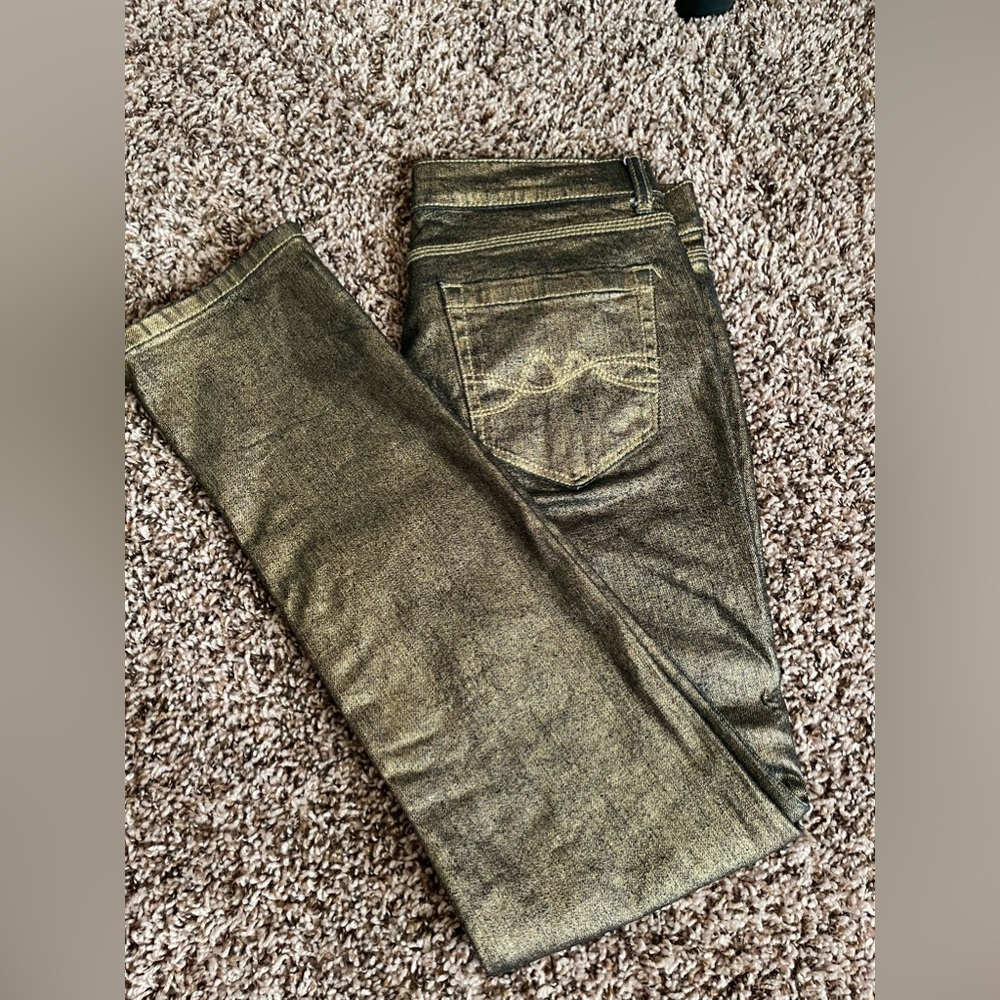 women’s gold skinny jeans